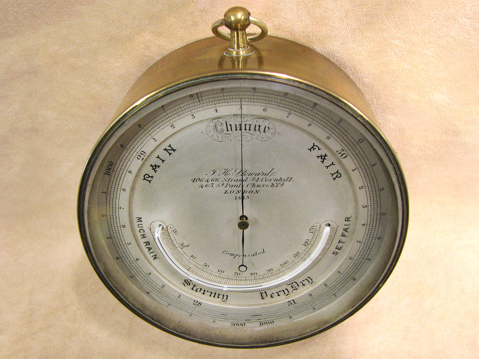 J. H. Steward 19th century barometer with thermometer